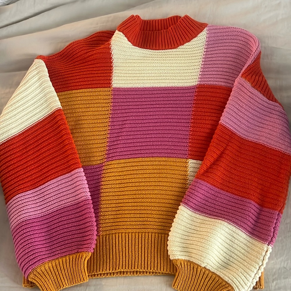 pepper mayo color block sweater